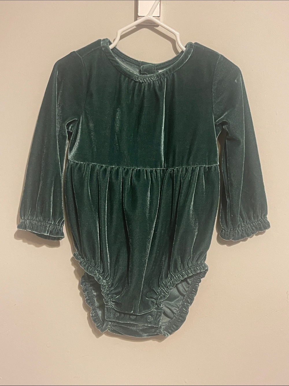 Carters 18 month girls velvet green long sleeve one piece